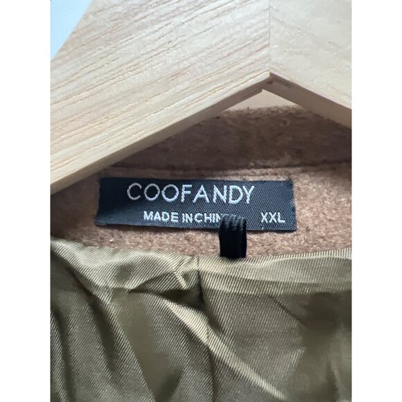 Coofandy Brown 3 Button Wool Feel Overcoat - Picture 5 of 8